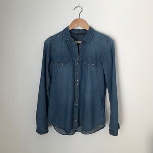 long sleeved peter pan collar denim button down
